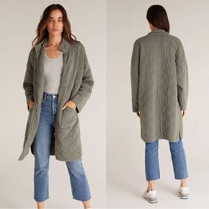 Z Supply Catharina Quilted Zip Jacket in Ash Green
